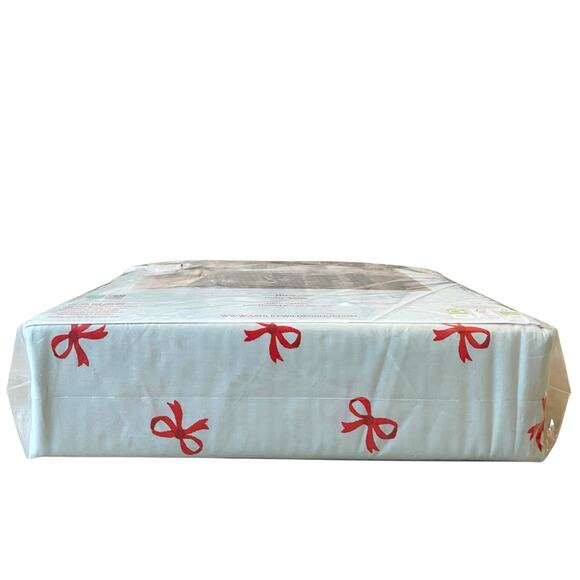 Cath Kidston London Holiday Red Bows Cotton FULL Sheet Set 4pc Sage Green NEW - Picture 3 of 15